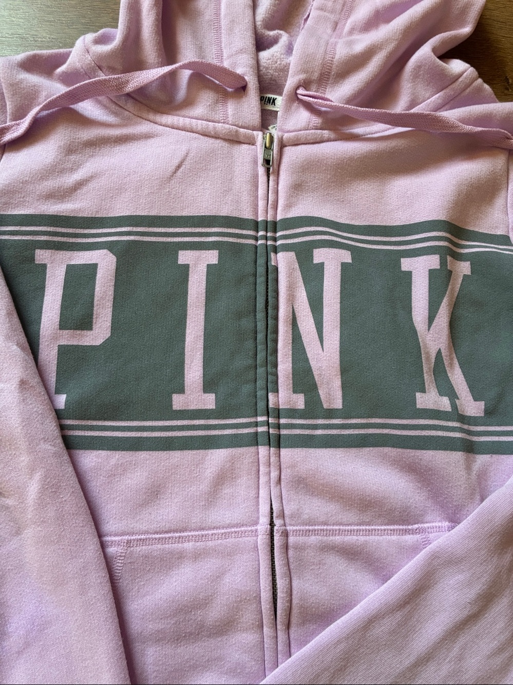 PINK Victoria's Secret Light lavender Hoodie with Gray Panel & pink leggings M - Picture 5 of 12